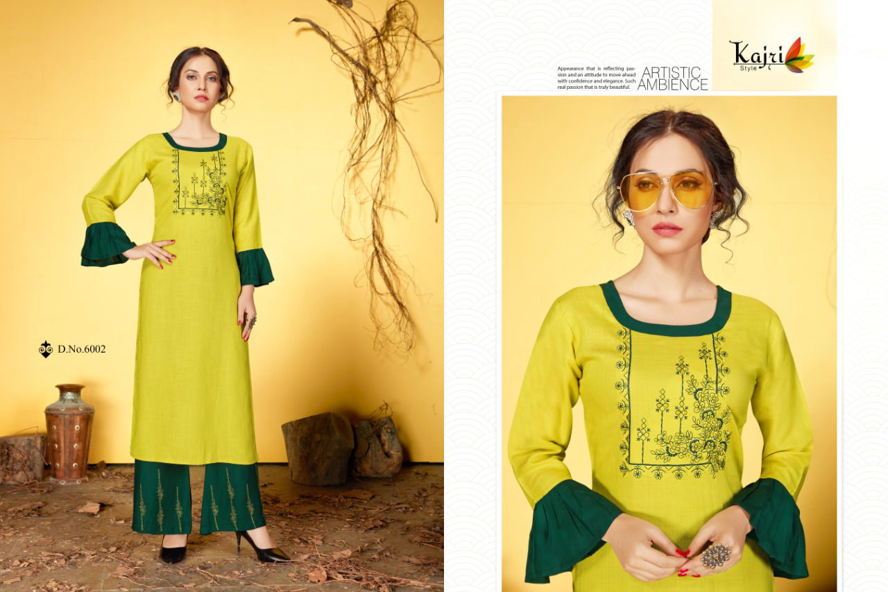 Kajri Noor 6 Hevay Rayon Designer Party Wear Kurti With Bottom Collection
